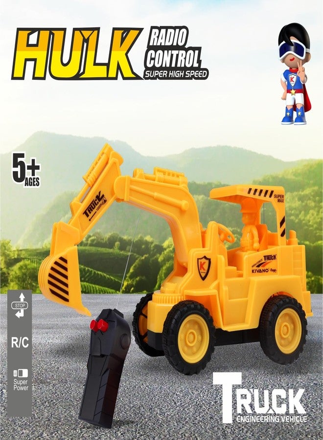KIVANO Remote Control JCB Excavator Toy Truck, Construction Shovel Loader with 360° Rotation, Full-Function Steering & Working Bucket, Durable ABS, Rubber Tyres - Yellow - Image 2